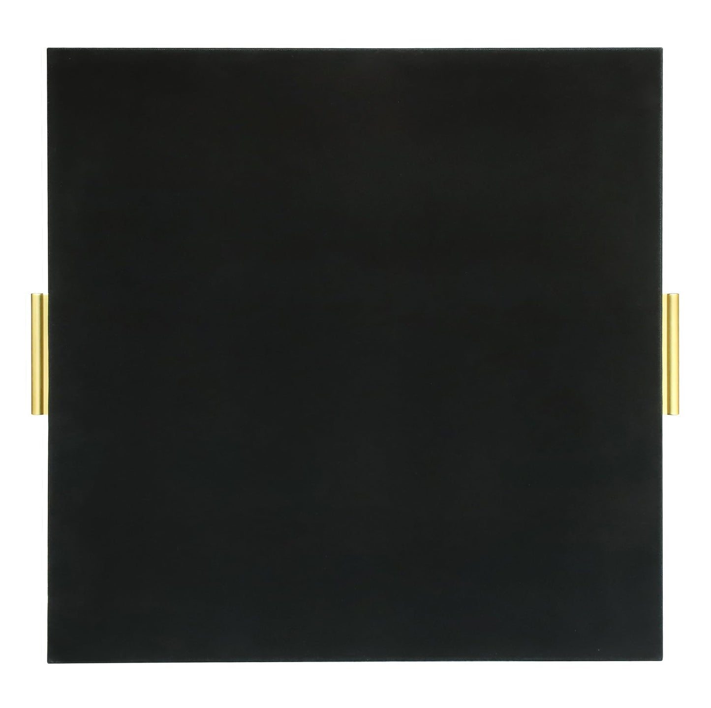 HofferRuffer Extra Large Square Serving Tray, Elegant Faux Leather Ottoman Tray with Gold Hardware Handles, Serve Tea, Coffee or Breakfast in Bed, 24 x 24 inches (Black Shagreen)