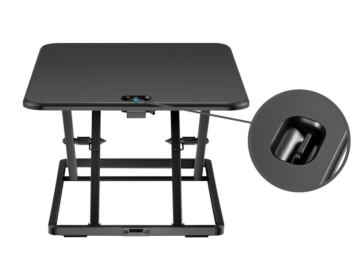 Monoprice Ultra-Slim Single Top Height Adjustable Compact Sit-Stand 26-Inch Desk Converter Riser, Compact Sit Stand Desktop Converter for Monitor or Laptop, Black