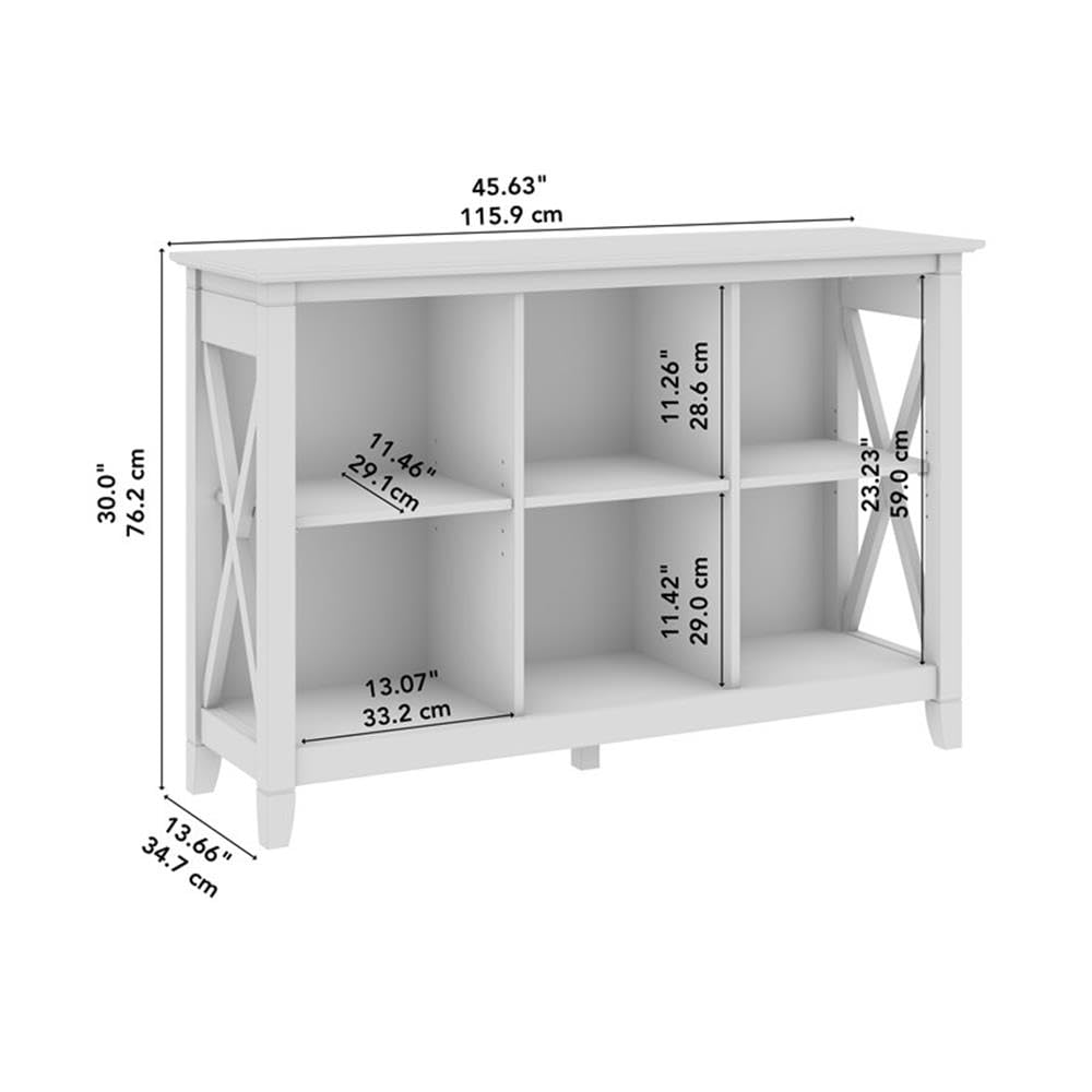 Bush Home 6 Cube Bookcase, Modern Farmhouse Organizer with Open Shelving and Cubbies, Storage for Living Room or Home Office, Key West Collection, Pure White Oak