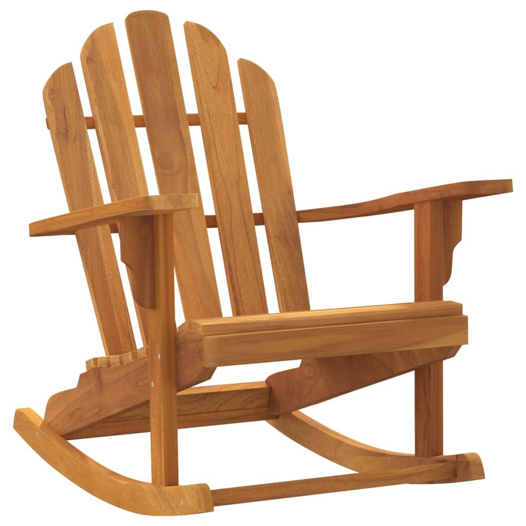 KFPOERTFGD Adirondack Rocking Chair Solid Teak Wood Outdoor Patio Furniture Weather-Resistant Garden Seat with Wide Armrests for Lawn Deck Porch