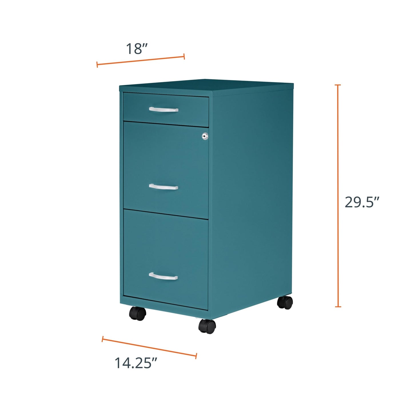 Lorell LYS SOHO Box/File/File Teal Mobile Cabinet, 3 Drawer