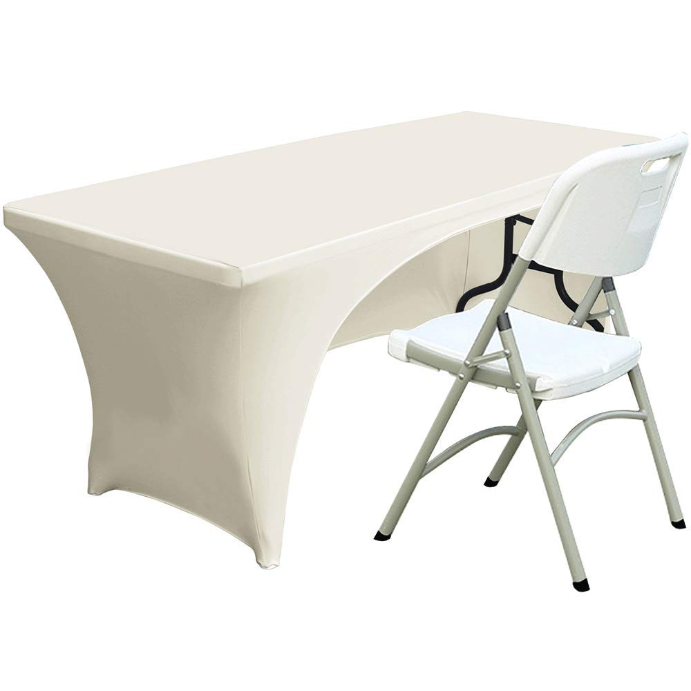 ABCCANOPY 2 Pack 4 ft Spandex Table Cover Open Back Fitted Tablecloth Stretch Washable Tablecover Table Topper for Rectangle Tables Gray