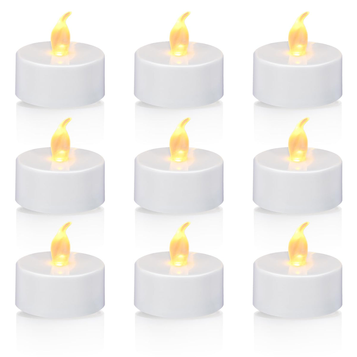 KOABY 24 Pack Tea Lights with Timer, Auto-On 6 Hours and Off 18 Hours in 24 Hours Cycle Automatically, Battery Operated Flameless Flickering Tea Lights with Timer(24 Pack, Warm Yellow)