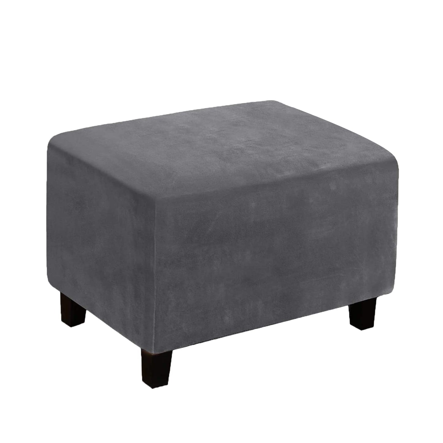 Velvet Ottoman Cover, Stretch Footstools Covers, Plush Foot Stool Slipcover, Removable Footrest Stool Sofa Slipcovers, Folding Storage Stool Furniture Protector for Room(Grey,Rectangular Large)