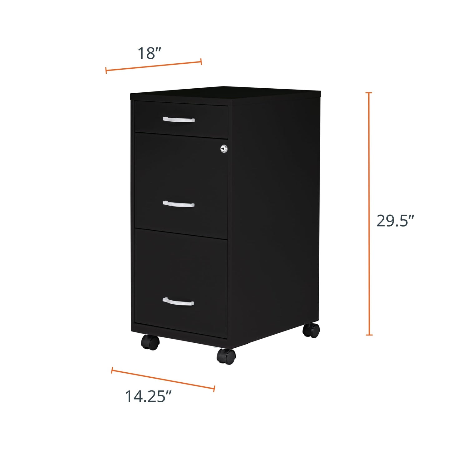 Lorell NuSparc Mobile 3 Drawer Locking Filing Cabinet | Pre-Assembled Steel Construction | Space-Saving Design is Perfect for Home and Small Office | Letter-Size | Assembled in North America