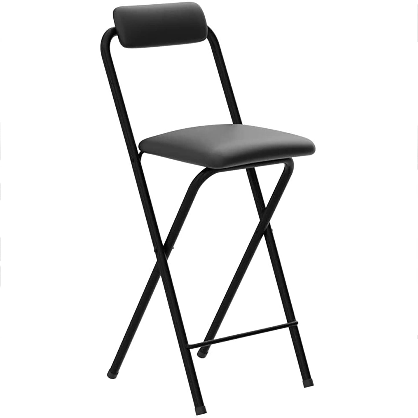 Folding Bar,Folding with Back Support & Footrest,Counter Height Padded Seats,Foldable s for Adults Portable,Outdoor,Kitchen,Shop,Cafe(25.5inch seat heightBlack)