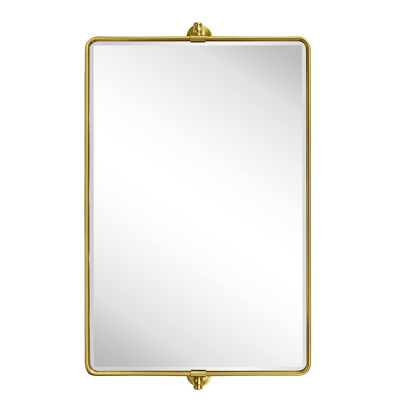 TEHOME Horizontal Pivot Bathroom Mirror Tilting Gold Metal Framed Pivot Rectangle Rounded Rectangluar Vanity Mirrors for Wall, Overall 38.91 x 23 inches (Mirrror 35 x 23 inches)