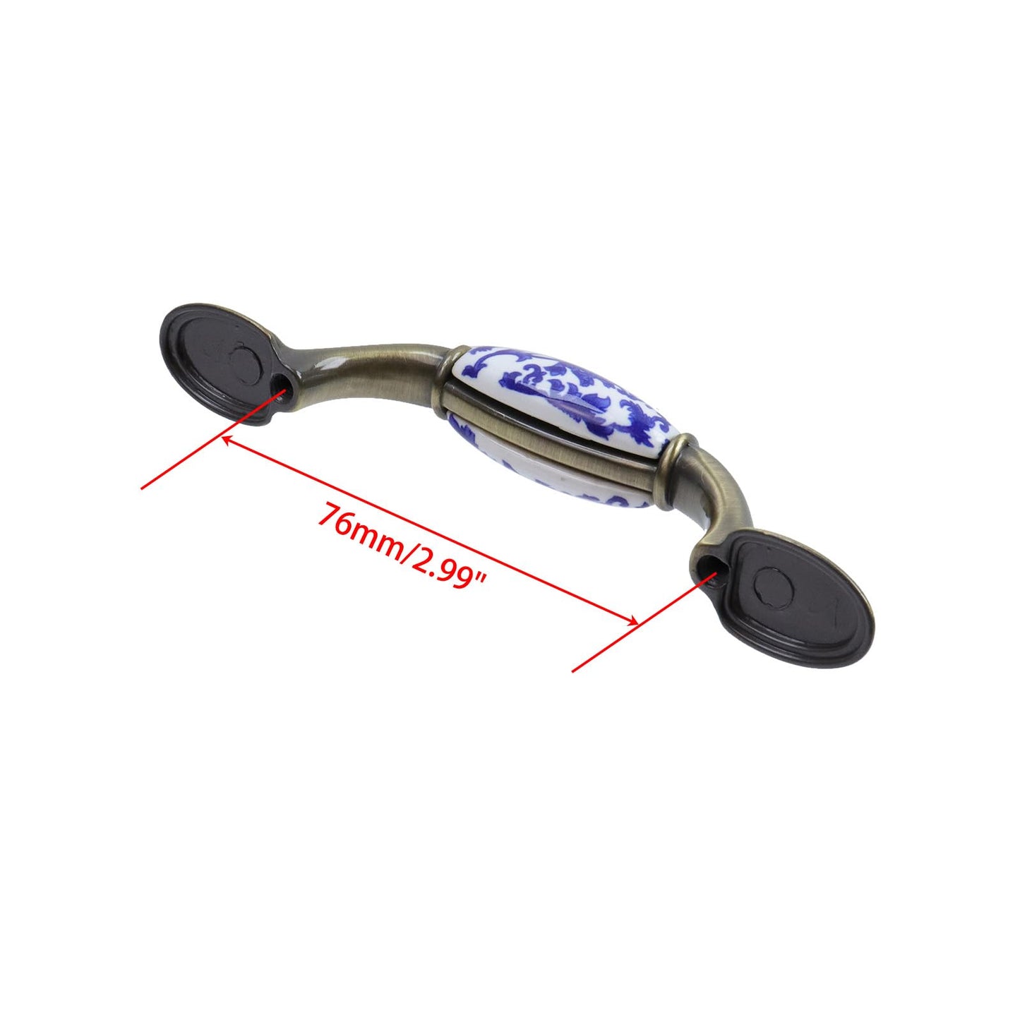 MY MIRONEY Drawer Pull Ceramic and Zinc Alloy Cabinet Handles 3" Hole Center Classical Handle 4 PCS with Screws for Drawers, Kitchen Cabinets, Cloakroom Doors and Other Furniture