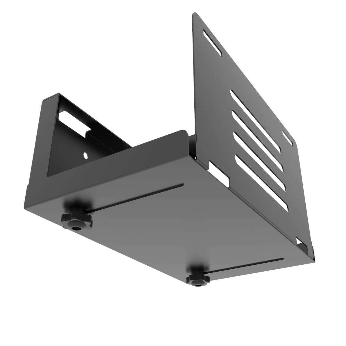 JINGCHENGMEI Wall Mount CPU Holder with Safety Straps- Metal Computer Tower Mounting Bracket for Desktop PC, Adjustable Width 4.8in to 8.3in, Black