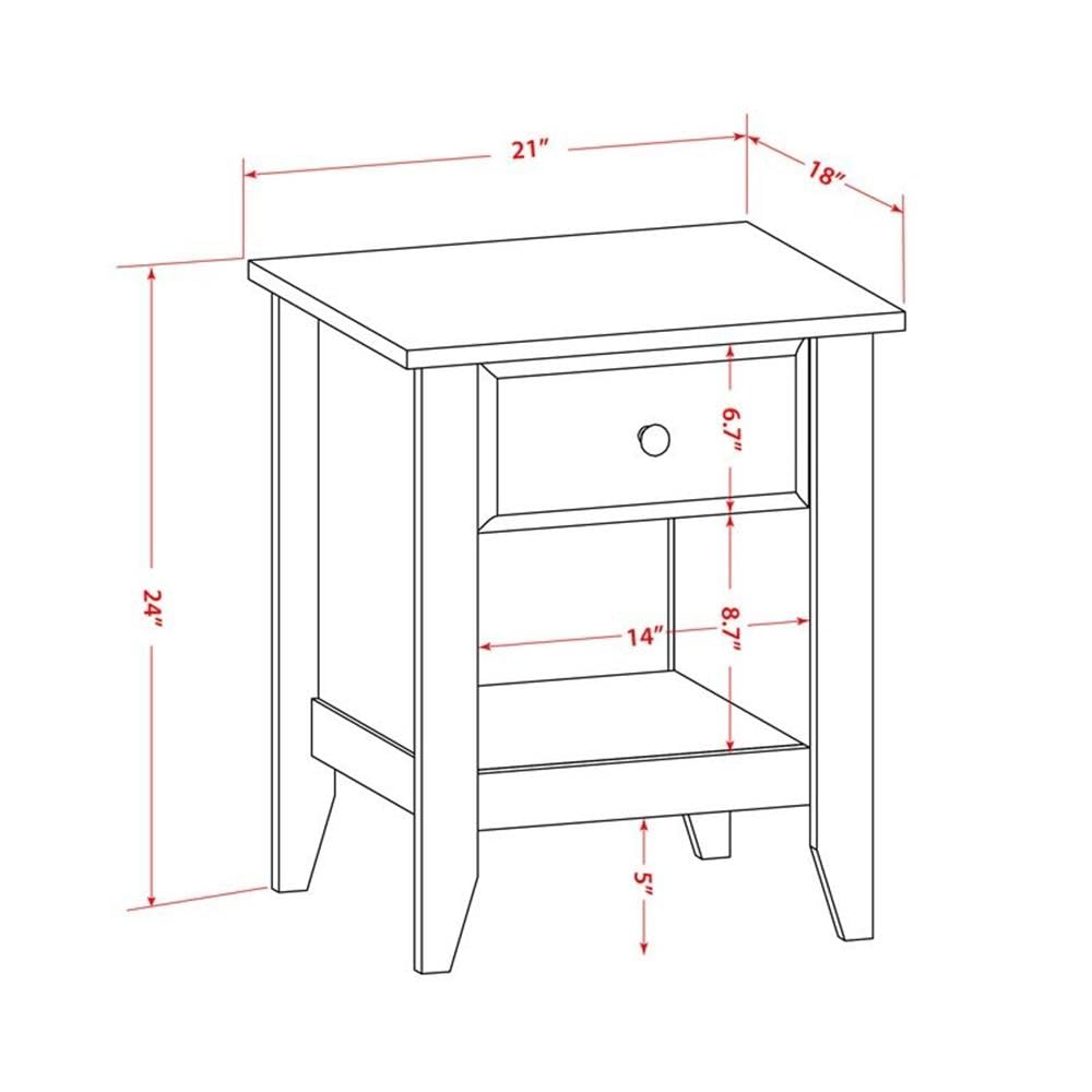 East West Furniture GA-06-ET Gallatin Bedside Table - Rectangle Night Stand with a Drawer for Bedroom, 18x21 Inch Inch, Wirebrushed Black