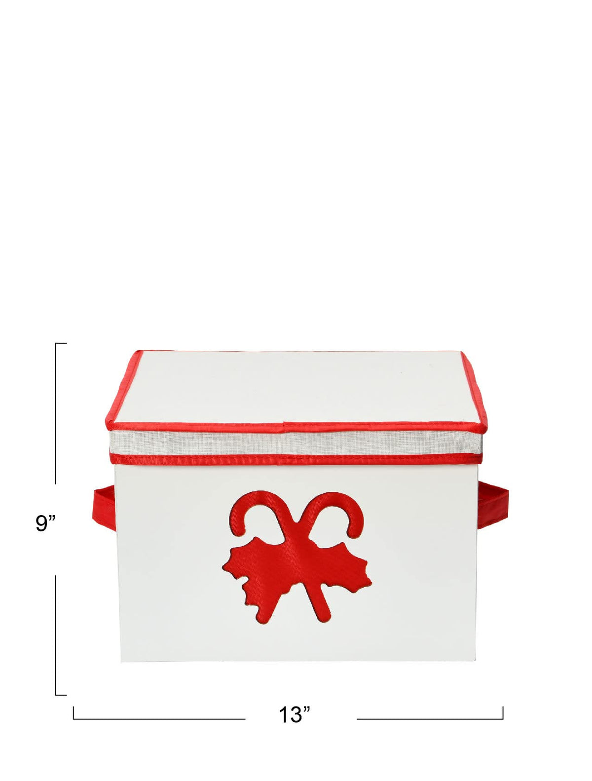 Household Essentials Medium Candy Cane Ornament Storage Box in Cream Polyester and Cardboard