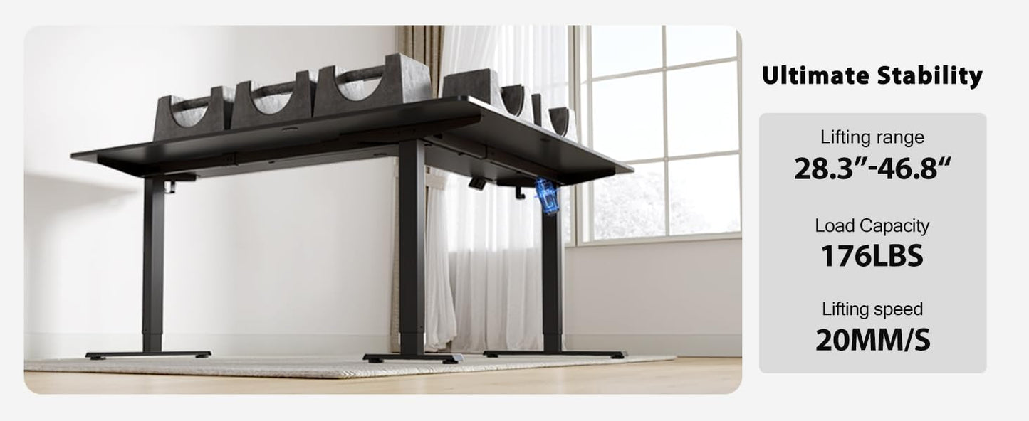 FEZIBO 63" x 55"L Shaped Standing Desk Adjustable Height, 63 Inch Electric Stand up Corner Computer Desk, Sit Stand Home Office Desk with Splice Board, Black