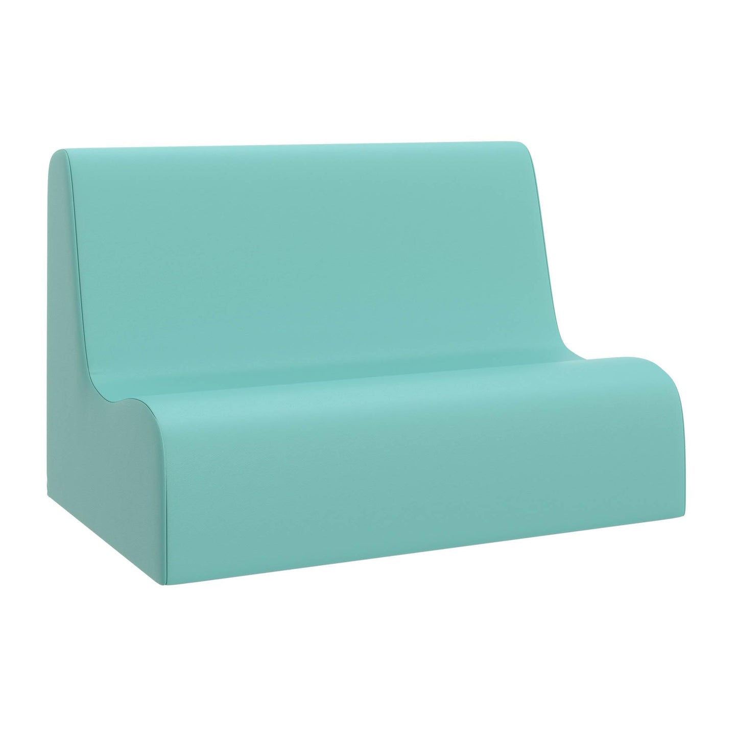 Children's Factory Small Contour Sofa, Mix-and-Match Kids Chairs, Sofas, Corner Ottomans and Cubes, Foam-Filled and Water-Resistant, Flexible Seating for Classroom Elementary, Aqua Kids Couch