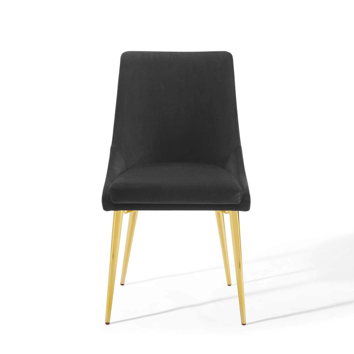 Modway Viscount Performance Velvet Dining Side Chair with Gold Stainless Steel Legs in Black