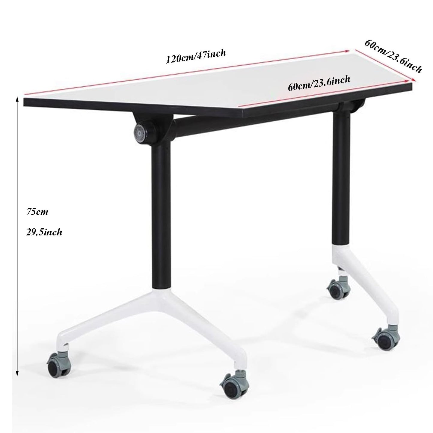 Conference Table, Meeting Table with Wheels, Trapezoidal Podcast Training Table, Polygonal Splicable Desk for Home Office, Studio, Business, Dining Room