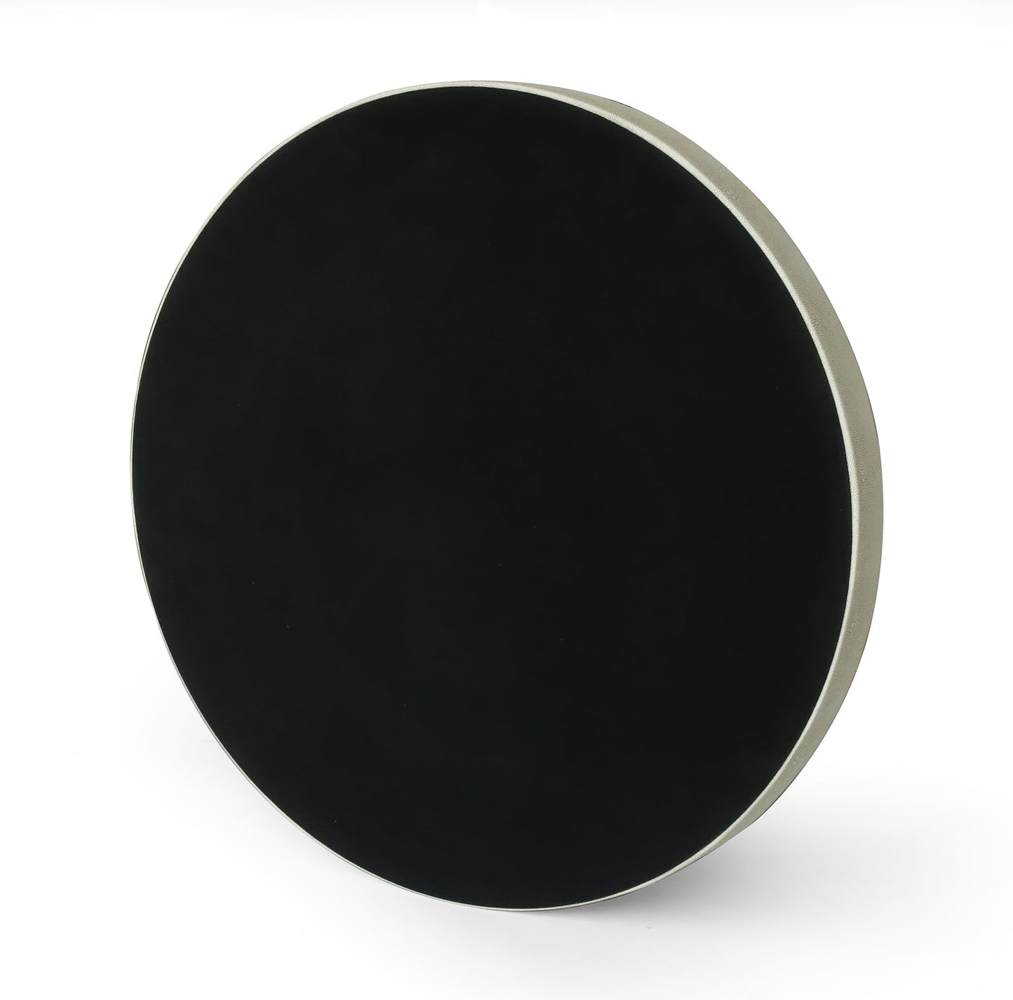 HofferRuffer Large Round Serving Tray 24'', Elegant Faux Leather Circle Ottoman Table Tray, Serve Tea Coffee Breakfast in Bedroom Living Room Kitchen (Cream White)