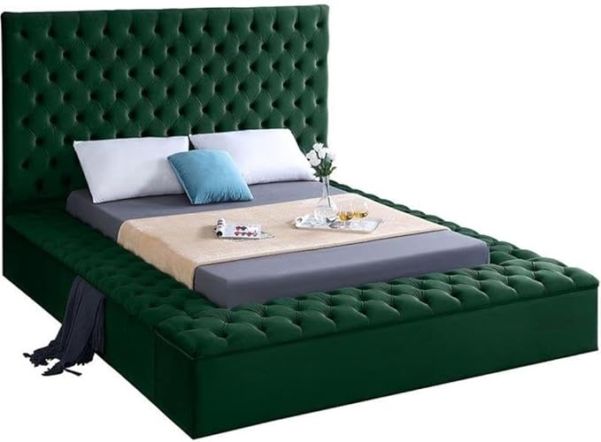 Meridian Furniture Bliss Collection Modern | Contemporary Velvet Upholstered Bed