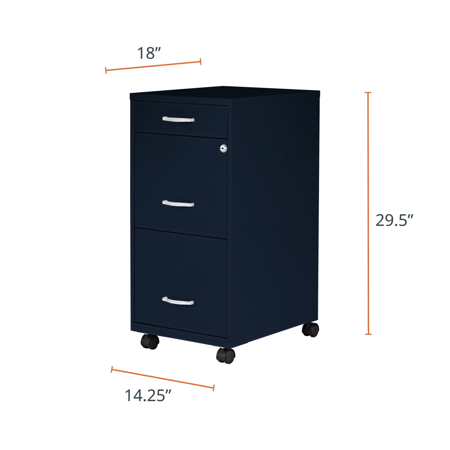 Lorell LYS SOHO Box/File/File Mobile Navy File Cabinet, 3 Drawer
