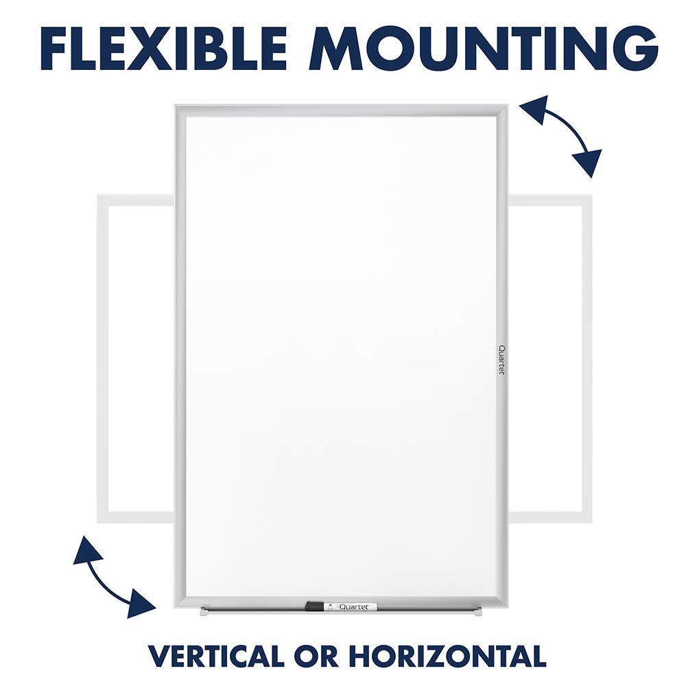 Quartet Dry Erase White Board 36"W x 24"H Non-Magnetic Whiteboard, Total Erase, Silver Aluminum Frame (S533)