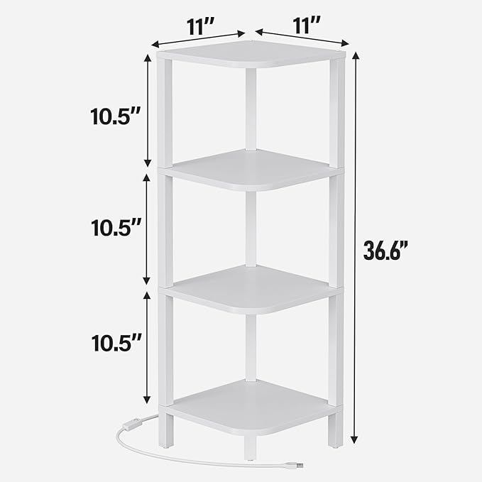 TUTOTAK Corner Shelf, 4-Tier Corner Bookshelf
