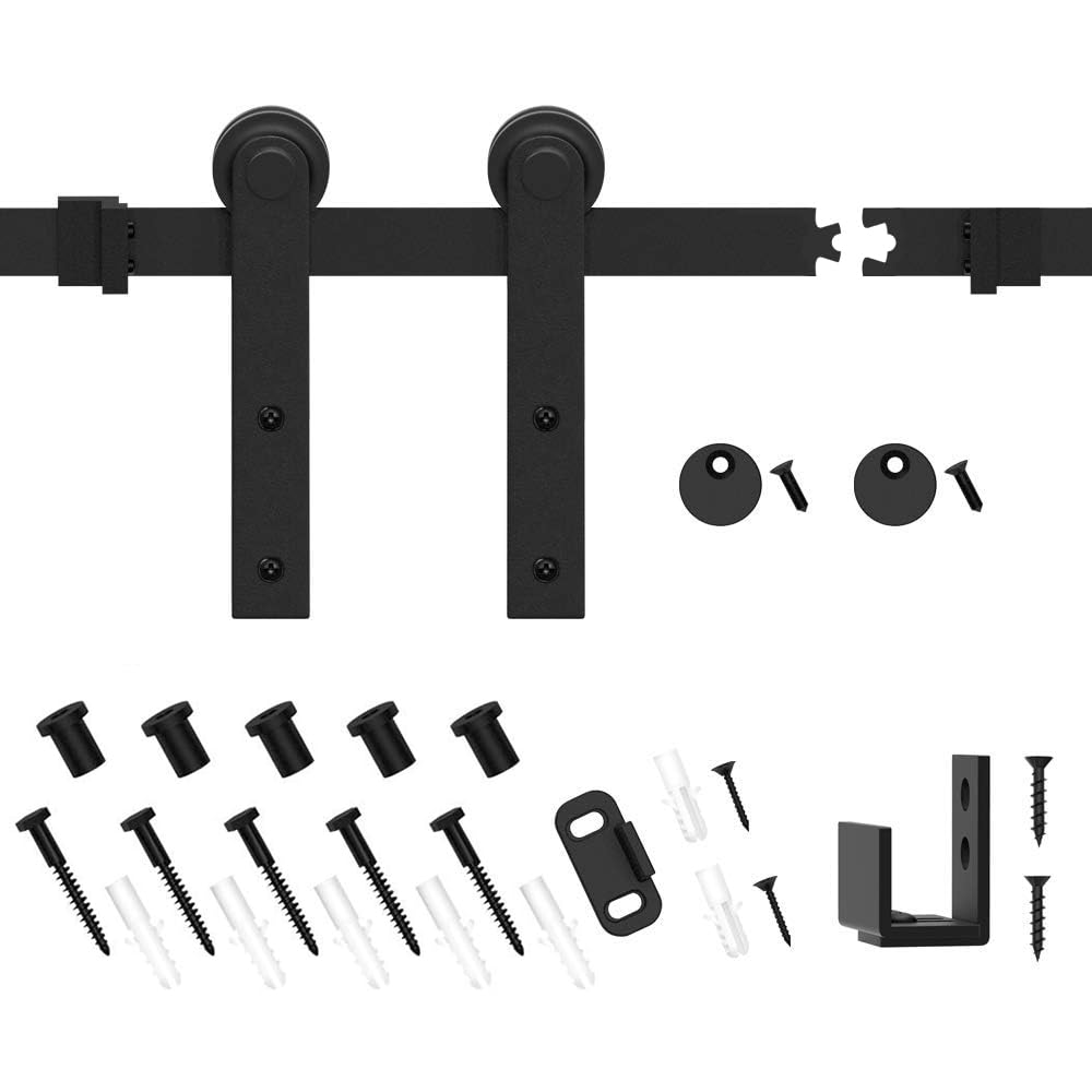 WINSOON 4FT Super Mini Sliding Barn Door Cabinet Hardware Kit for Single Door TV Stands Small Wardrobe Cabinets, I Shape Hanger (NO Cabinet)