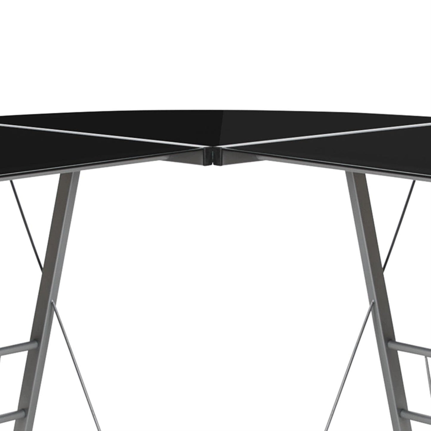 Flash Furniture Black Glass L-Shape Corner Computer Desk with Silver Metal Frame