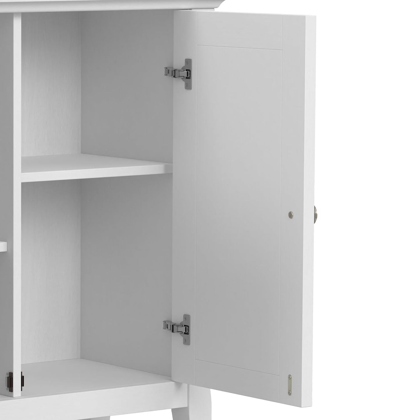SIMPLIHOME Amherst 32-inch Wide Solid Wood Transitional-Style Low Storage Cabinet in White for Living Room, Entryway, or Dining Area with Adjustable Shelves