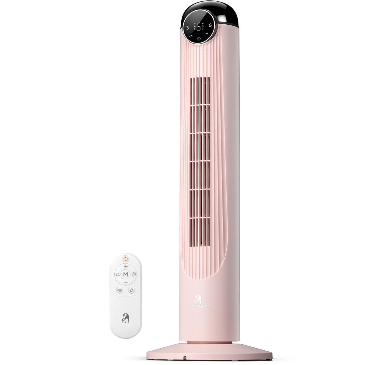 Antarctic Star T36 Tower Fan-36 Inch, Bladeless Oscillating Fan with Remote, 6 Speeds & 4 Modes, LED Display, 9H Timer, Quiet Floor Standing Fan for Bedroom Living Room Office, Pink