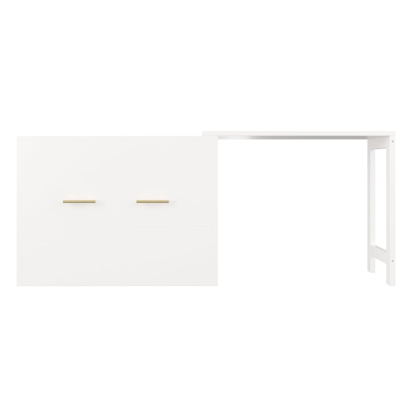 HECATEVIC Twin Size Murphy Bed with Desk, Space Saving Wall Bed with Foldable Mattress, Sturdy Metal Frame, for Bedroom, Apartment, Guest Room, Home Office, White