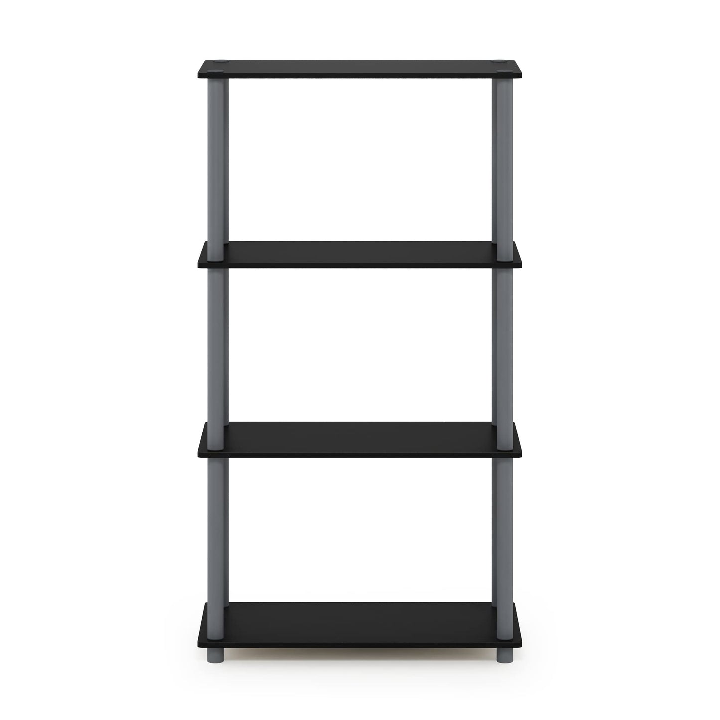 Furinno TURN-N-TUBE Storage Shelves, 4-Tier Toolless Book Shelf, Corner Shelf, Toolless Open Shelves, for Organization and Storage, Living Room, Garage, Home Office, Black
