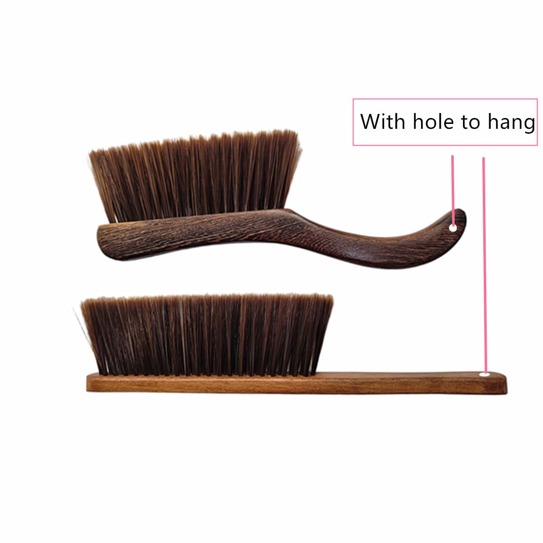 Soft Bristle Bed Sheets Sweeping Cleaning Brush with Long Wooden Hand, Straight Curved Hand Wood Broom Counter Duster for Crumb Debris Desk Quilt Sofa Furniture Car Clothes Hair Remover (2 Pack)