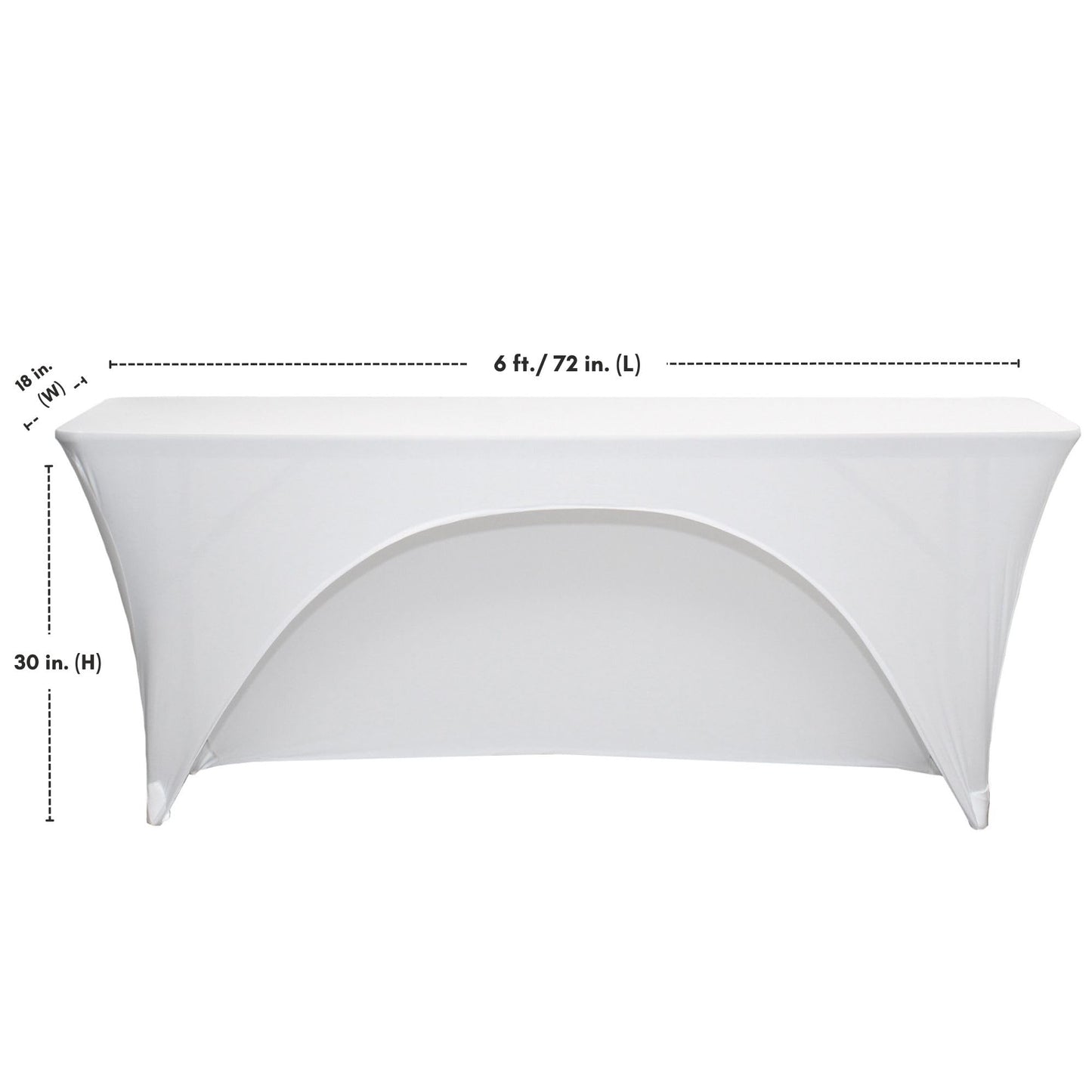 YOUR CHAIR COVERS - Spandex 6 Ft x 18 Inches, Narrow Classroom Open Back Rectangular Training Stretch Tablecloth - White