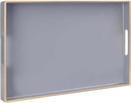 MAONAME Gray Serving Tray with Handles, Modern Grey Decorative Tray