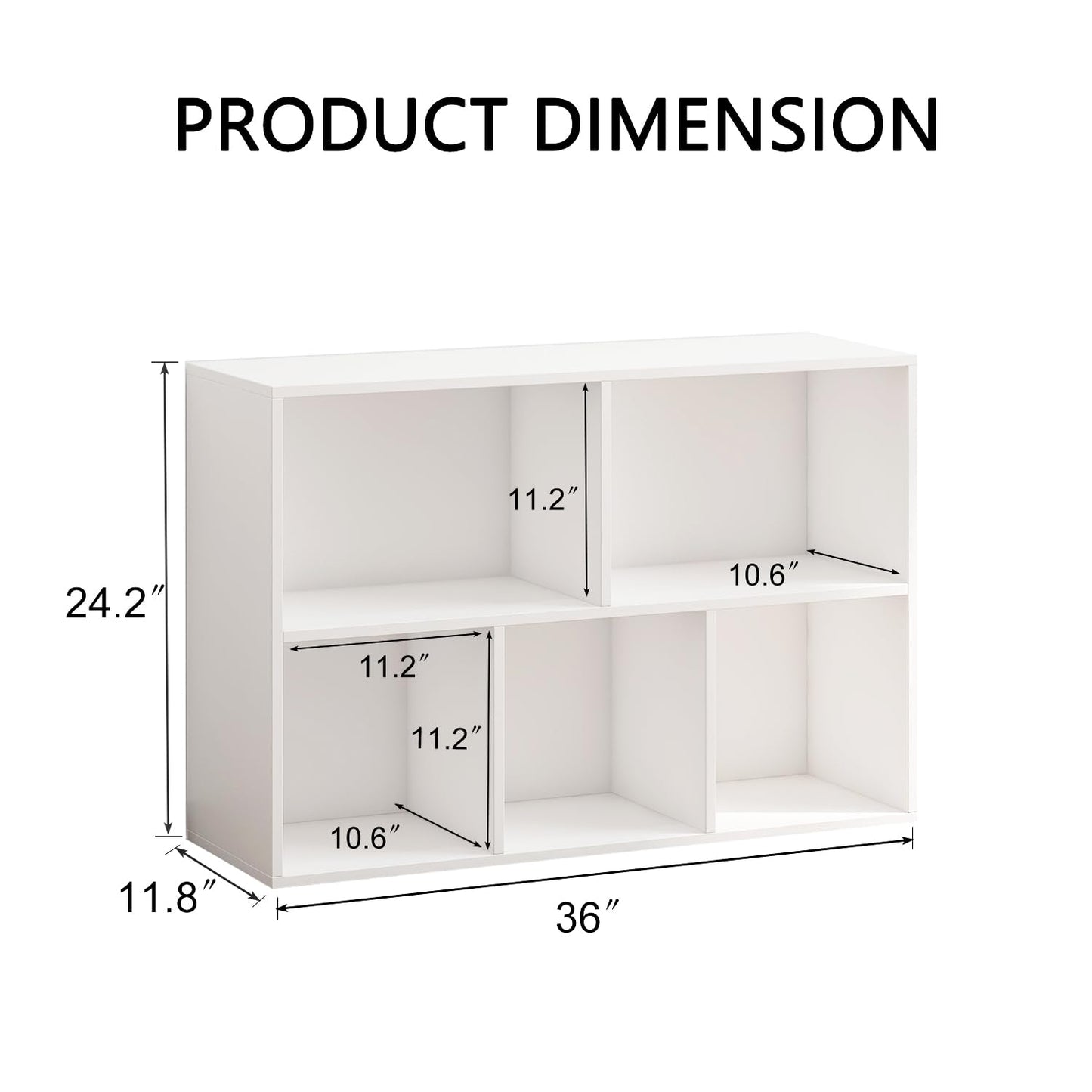 NewBeth Wooden 5 Cube Storage Organizer with Closed Back Panel,White Cube Shelf Heavy Duty Cubby Storage Organizers with Compartments for Living,Display Shelf,Bookshelf,Storage Furniture