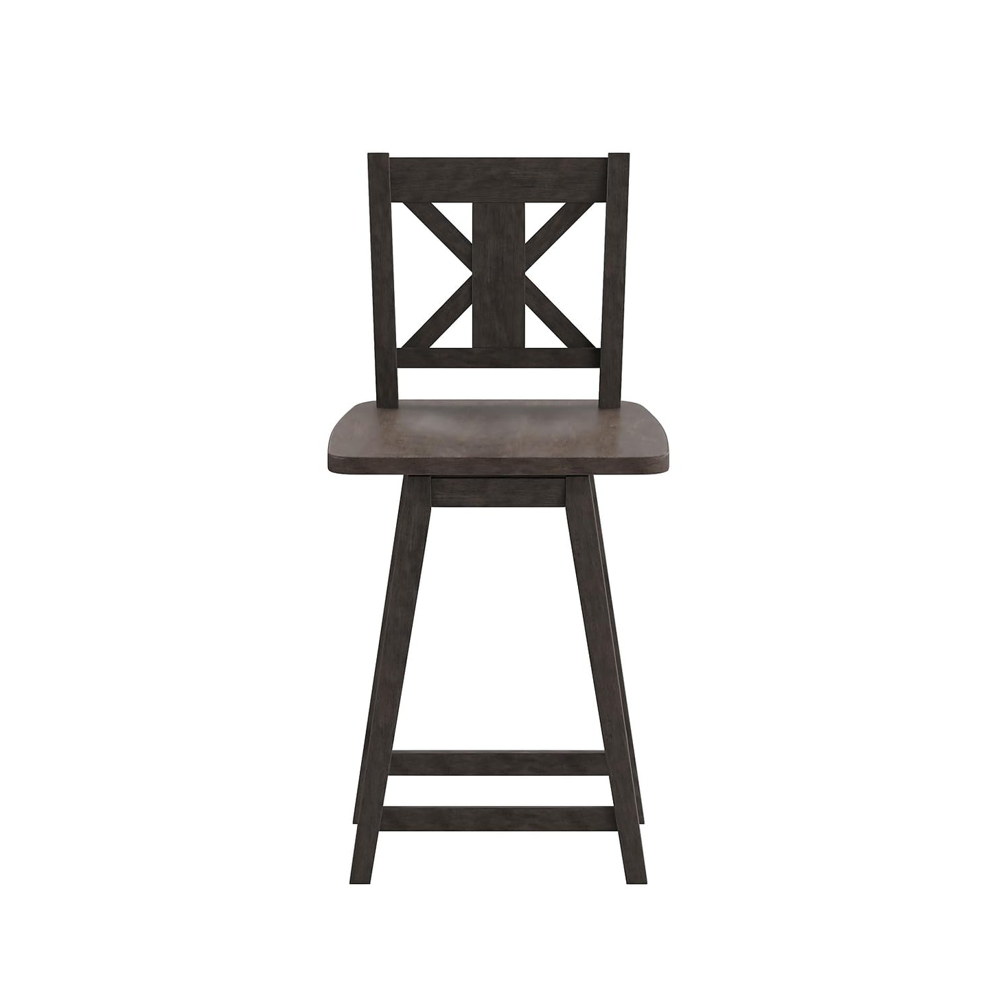 Flash Furniture Gwendolyn Commercial Grade Modern Farmhouse Barstool - Gray Wash Walnut Solid Wood Frame - Counter Height - 360° Swivel Seat - Integrated Footrest