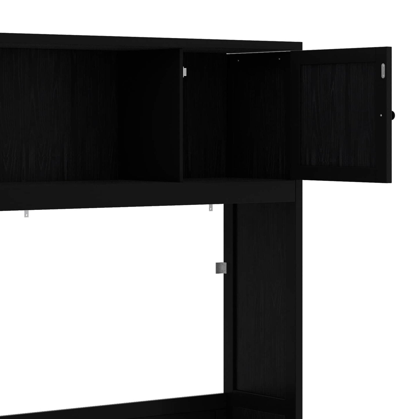 YunNianYang Full Size Black Murphy Bed with Storage Cabinets
