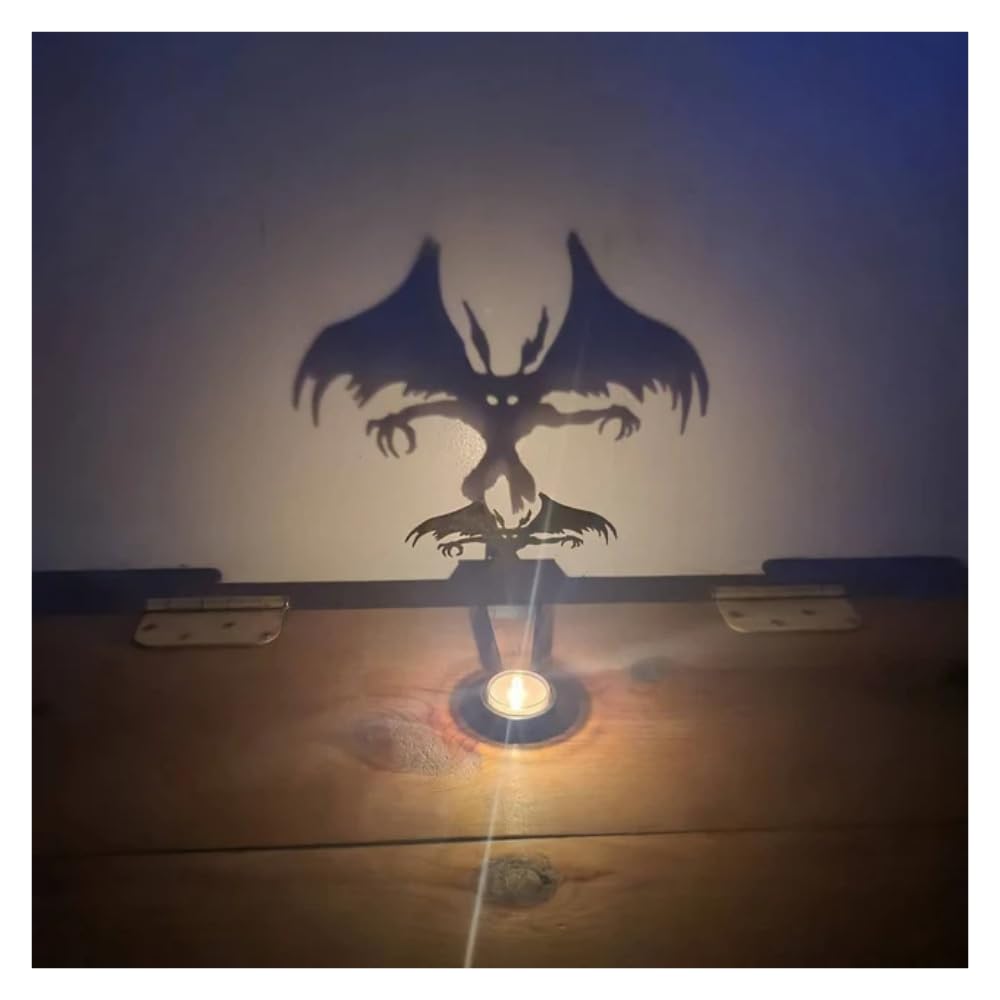 vrsquer Halloween Funny Shadow Stand Candle Holder Table Décor Candle Jars with Witch Skeleton Bat Monster Wolf Cat Pumpkin Table Centerpieces 1pc (color6)