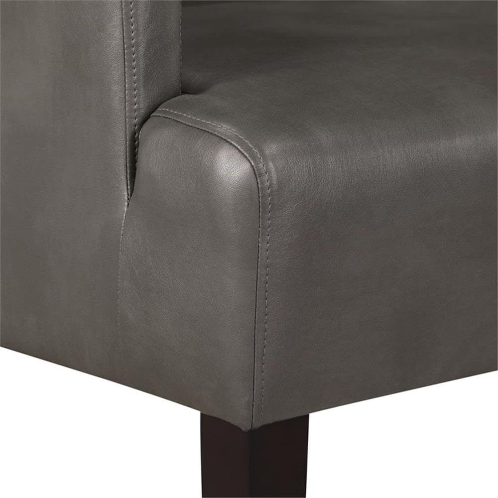 OSP Home Furnishings Main Street Upholstered Guest Chair with Espresso Finish Accents, Pewter Faux Leather