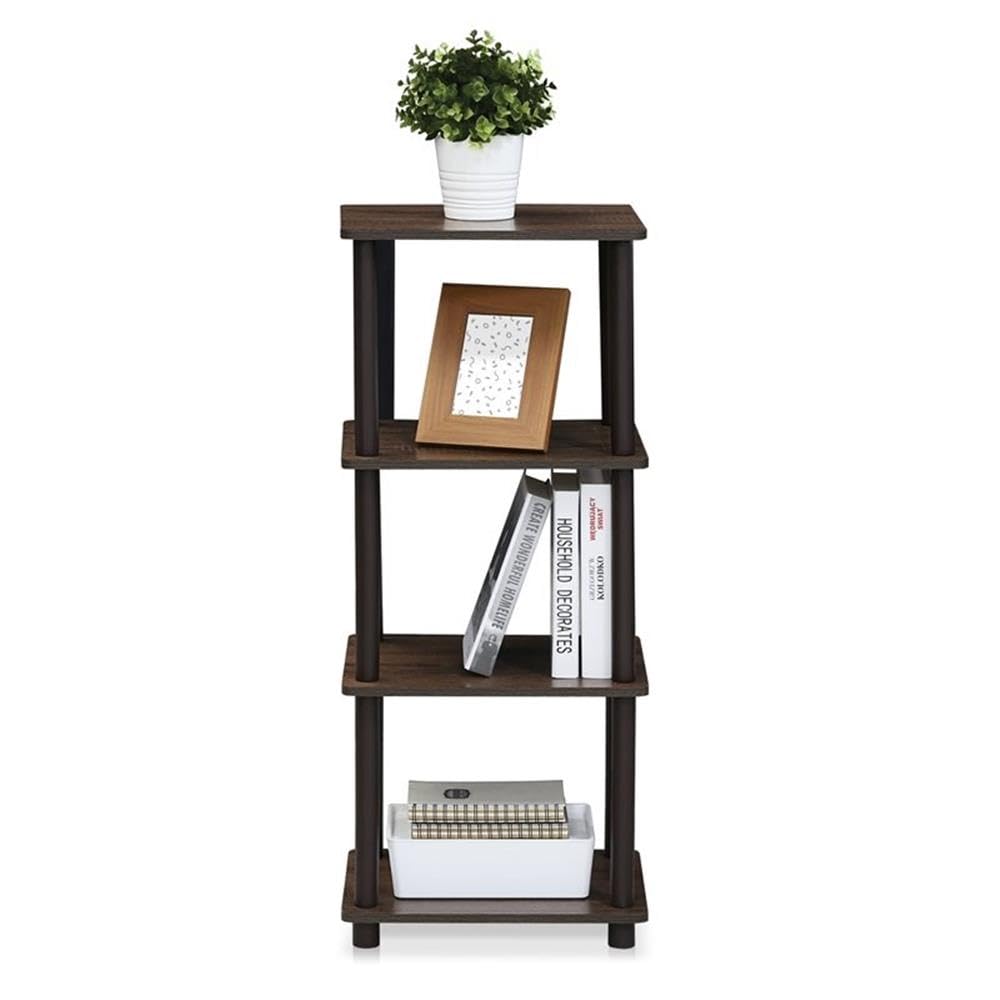 FURINNO Turn-N-Tube Shelf, 3 Space, Walnut/Brown