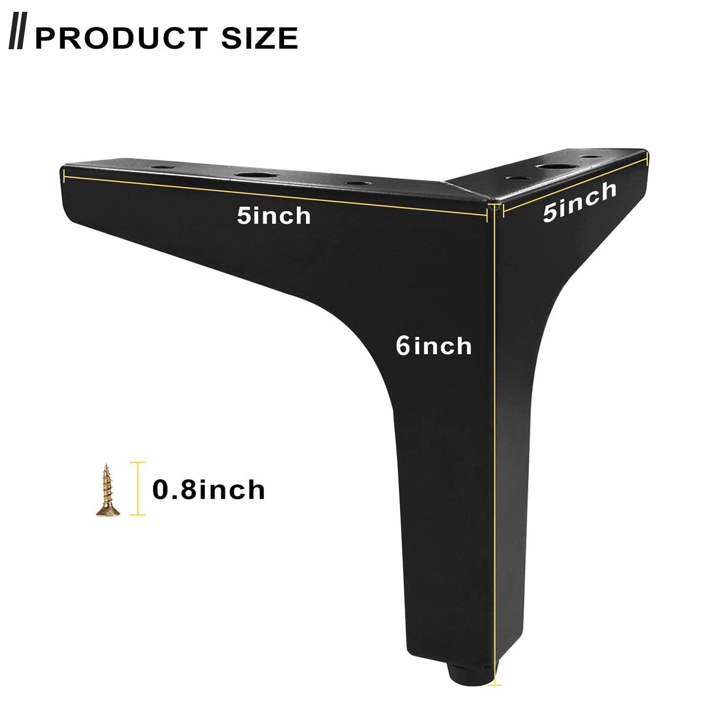 AODIOU Furniture Legs Metal feet: Couch Legs 6 Inch Sofa Cabinet Legs Replacement Black Legs for Furniture Set of 4