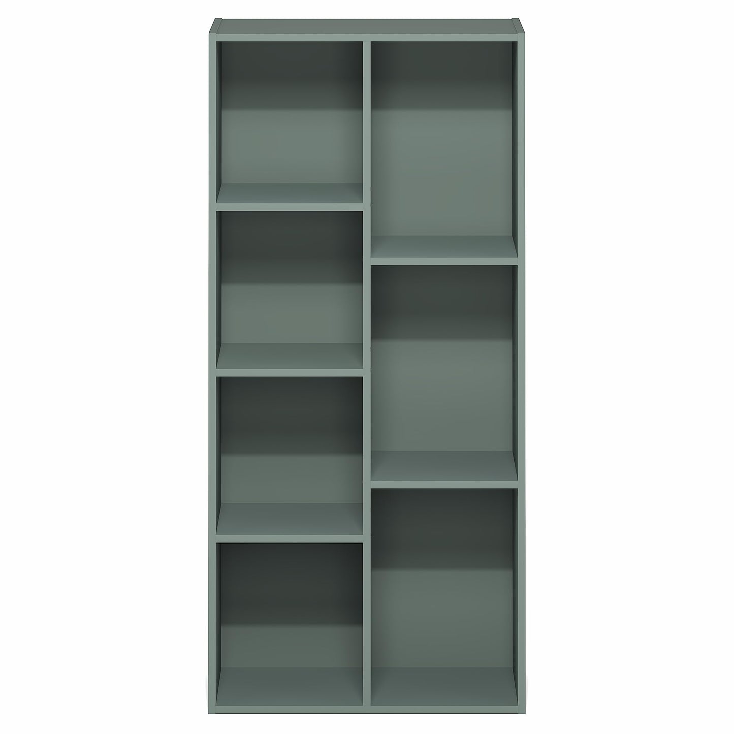 Furinno LUDER Book Shelf, 7-Cube Bookshelf, Bookcase with Open Shelves, 9.4 x 19.5 x 41.7, Easy Assembly, for Living Room, Bedroom, Home Office, Sage Green