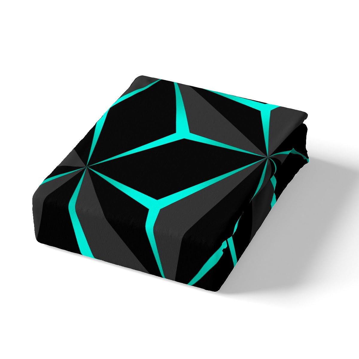 Feelyou Neon Honeycomb Sheet Set Twin Size,Geometric Stereoscopic Theme Teens Boys Bedding Set,Adults Bedroom Decoration 3D Teal Print Fitted Sheet All Season