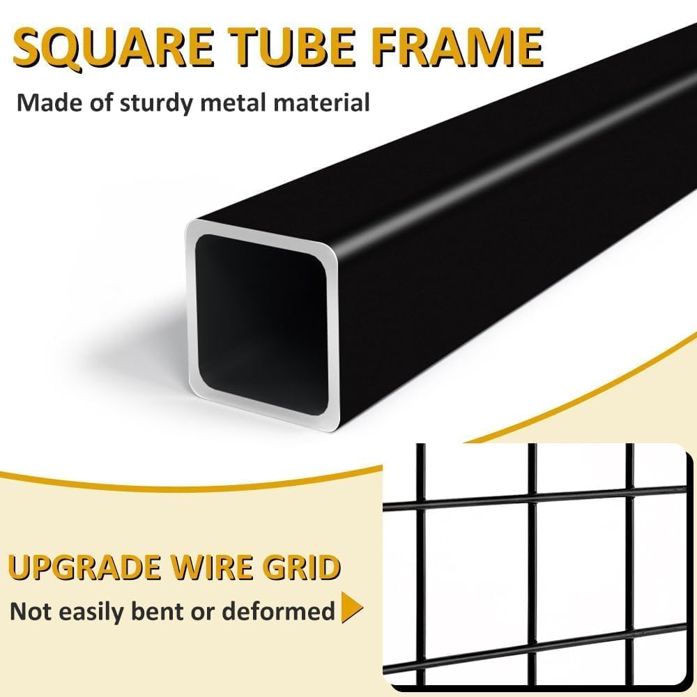 OUDUCK 2 Packs 1.8' x 5.7' Grid Wall Panels Standing Wire Grid, Display Rack with T-Base Wheels Freestanding Gridwall Panel Tower for Shows, Black