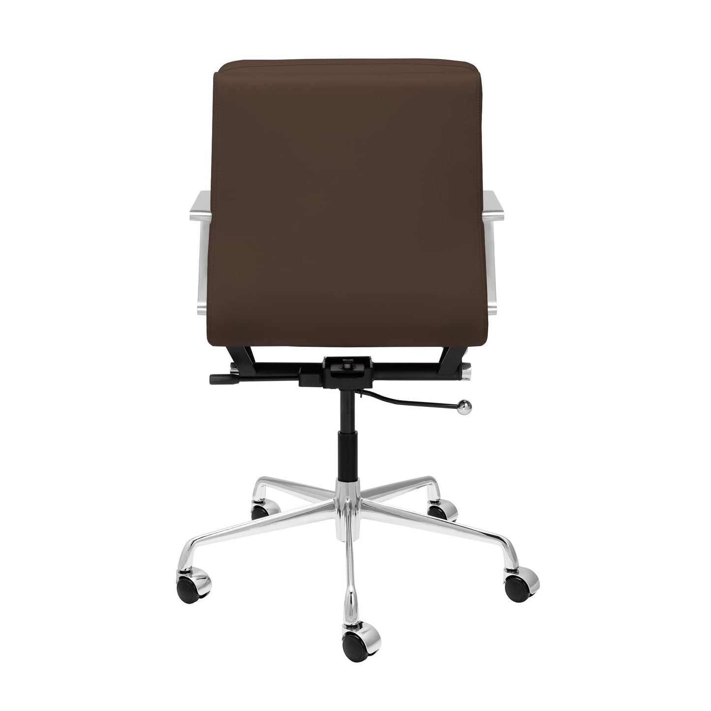 Laura Davidson Furniture SOHO II Padded Management Office Chair - Mid Back Desk Chair with Arm Rest, Swivel & Cushion Availability, Made of Faux Leather, Dark Brown, Computer Chair
