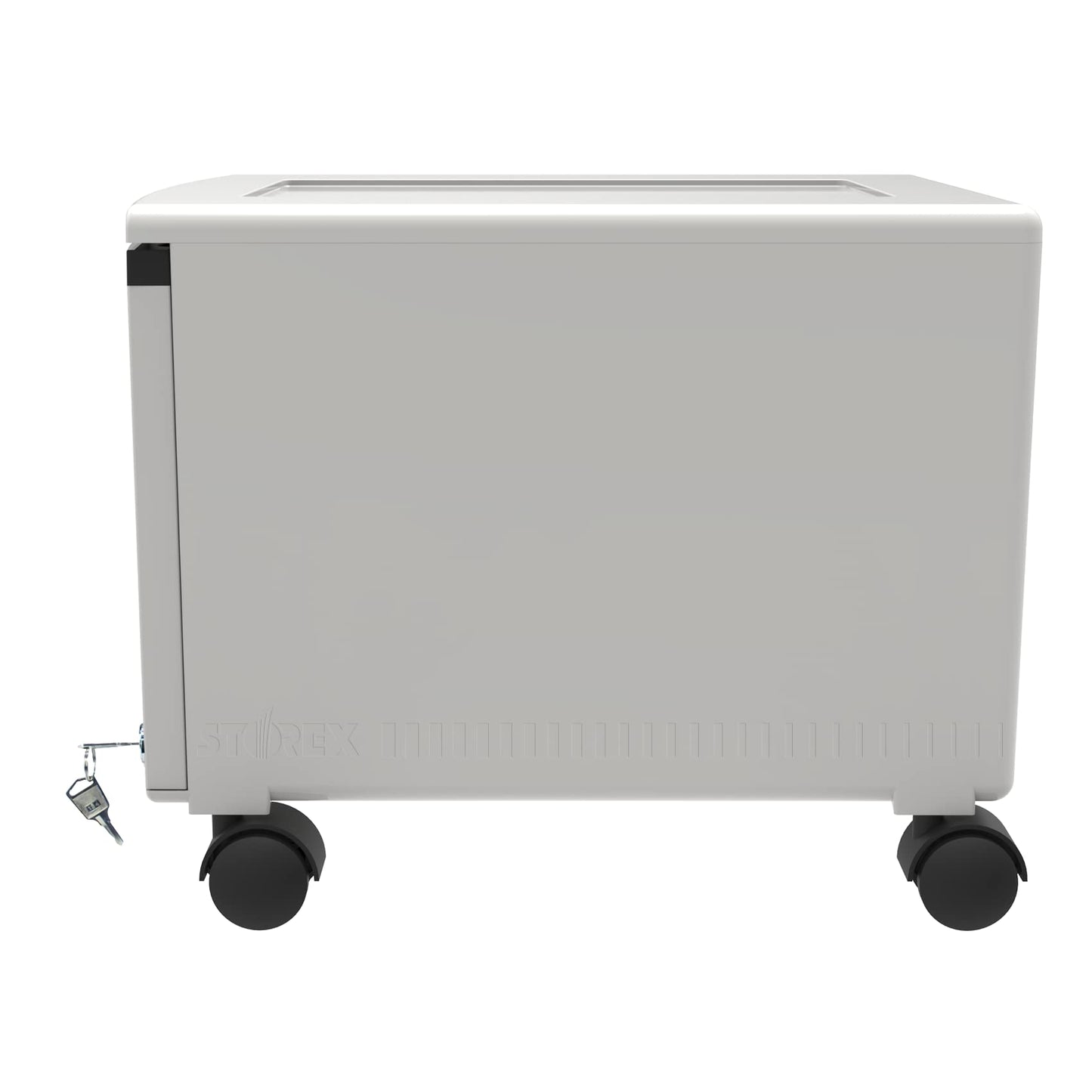 Storex Plastic One-Drawer File Cabinet – Locking Document Organizer with Casters for Home and Office, Gray, 1-Pack (61266A01C)
