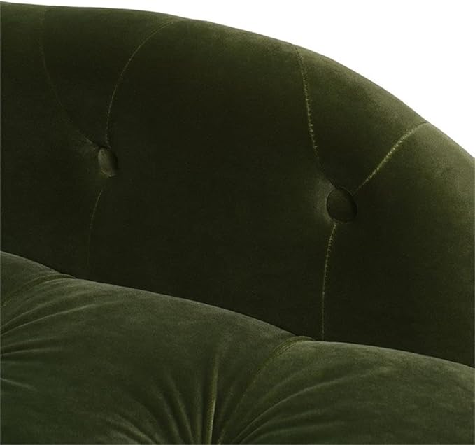 Pemberly Row Tufted Roll Arm Chaise Lounge, Olive Green Velvet Upholstery