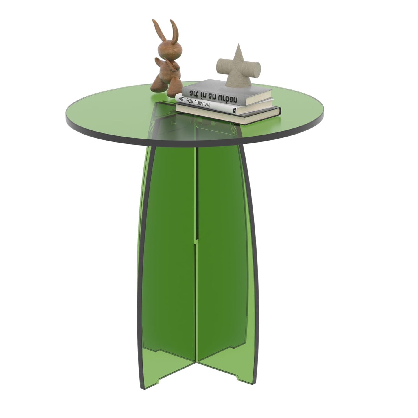 Dethan Green Acrylic End Table, Modern Lucite Side Table, Decorative Nightstand & Accent Table for Living Room, Bedroom & Sofa Side, Modern Home Furniture, 20 x 20 x 21.1 in