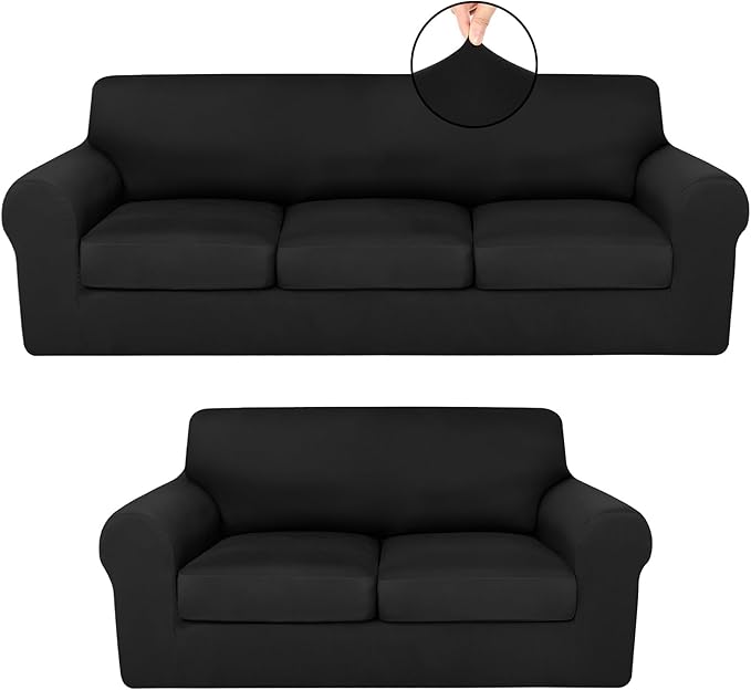 HunnmingRe Sofa Covers for 3 Cushion Couch Stretch Sofa and Loveseat Covers Set