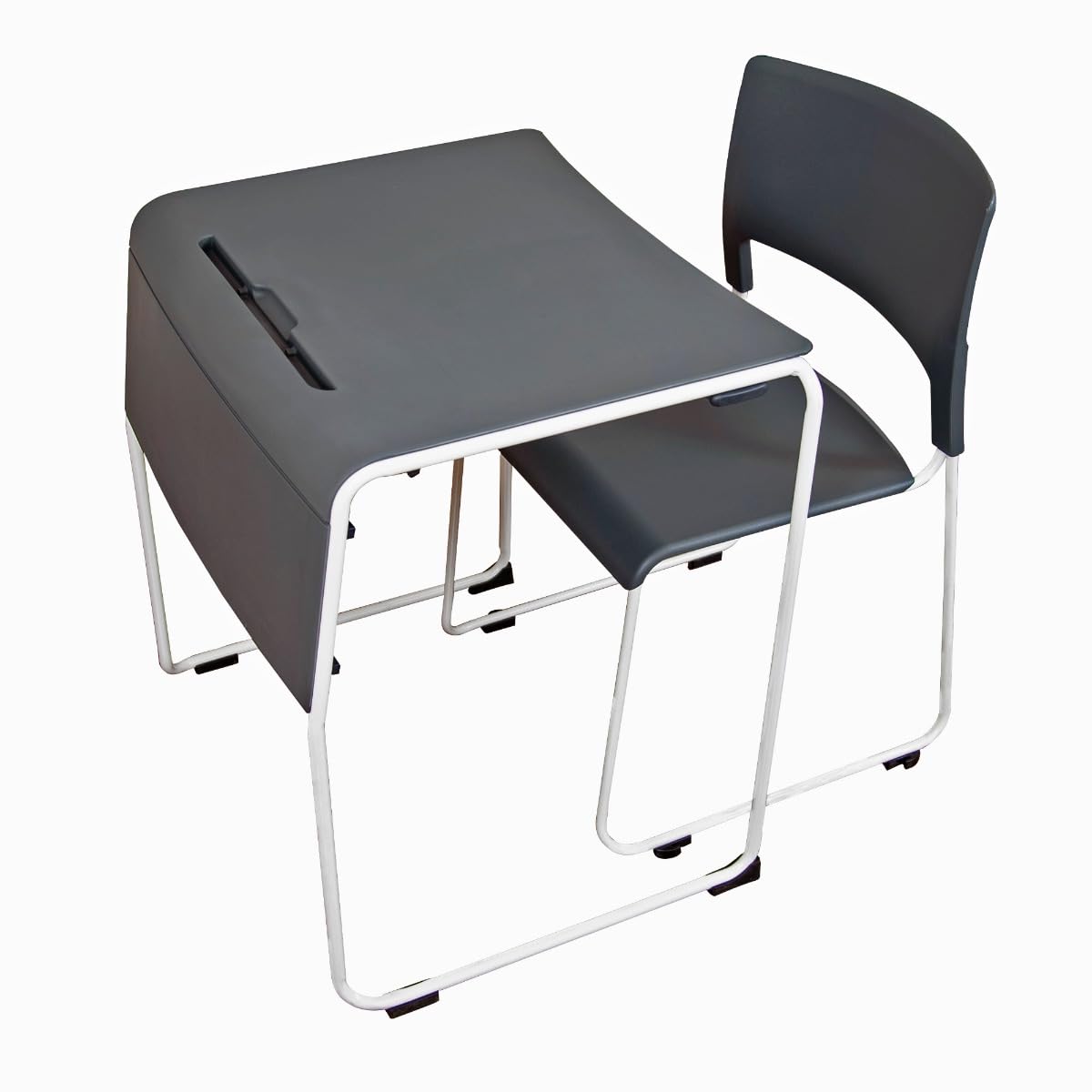 LUXOR - STUDENT-STK1PK Luxor Lightweight Stackable Student Desk and Chair Slate Gray / White