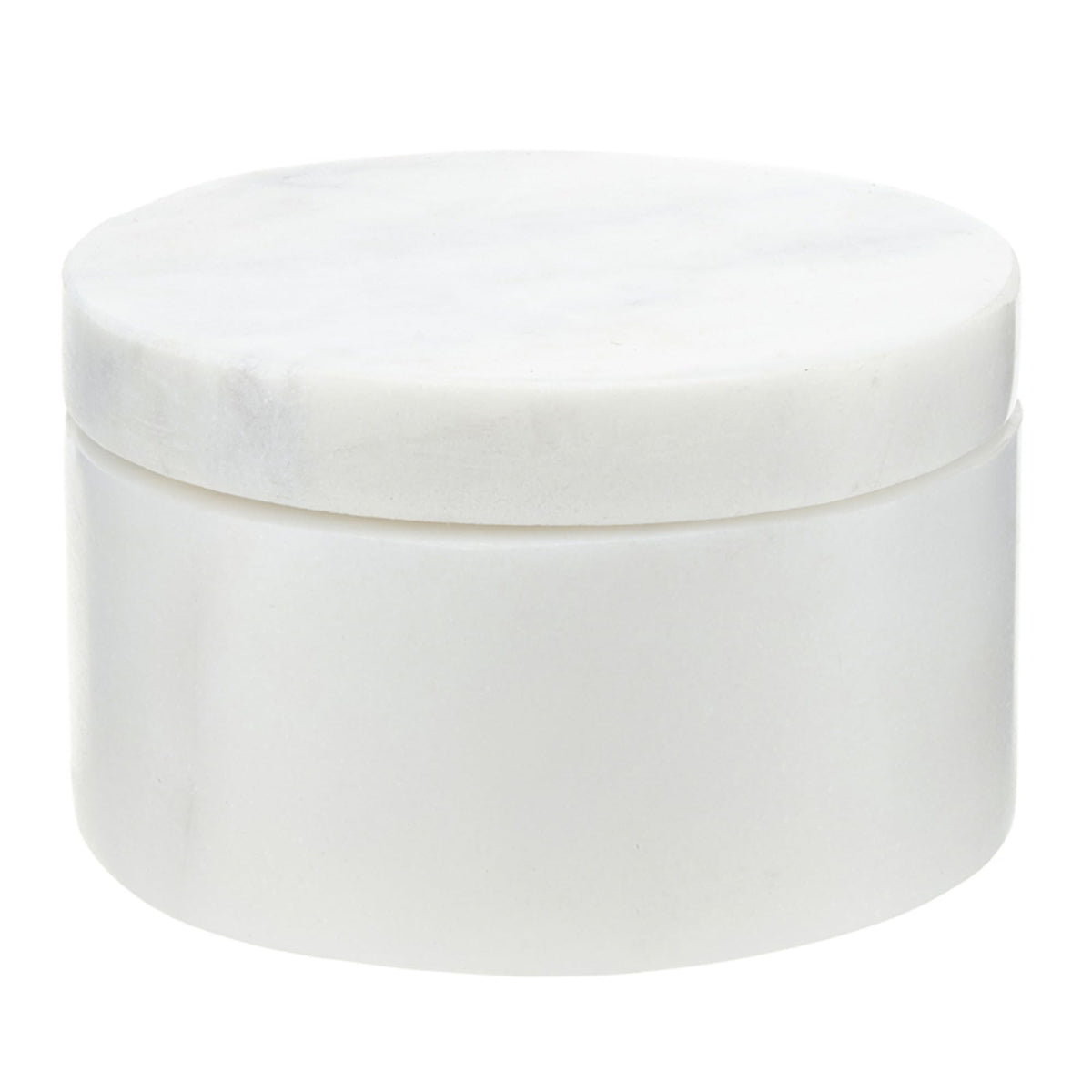 Santa Barbara Design Studios Salt Cellar - Handcrafted Marble Salt Dish with Lid, 3" Diameter x 2" Tall, White Grey